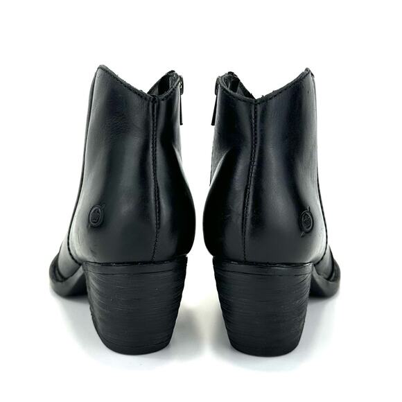 Born Women Black Western Ankle Boot Sz 8 Genuine Leather Cushioned Cowboy Bootie - Picture 5 of 15